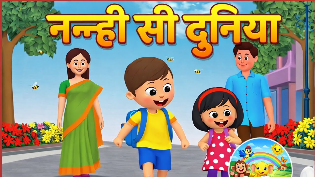 नन्ही दुनिया की मस्ती | Original Hindi Kids Rhymes | Safe Cartoon Animation | Hindi poem kids 