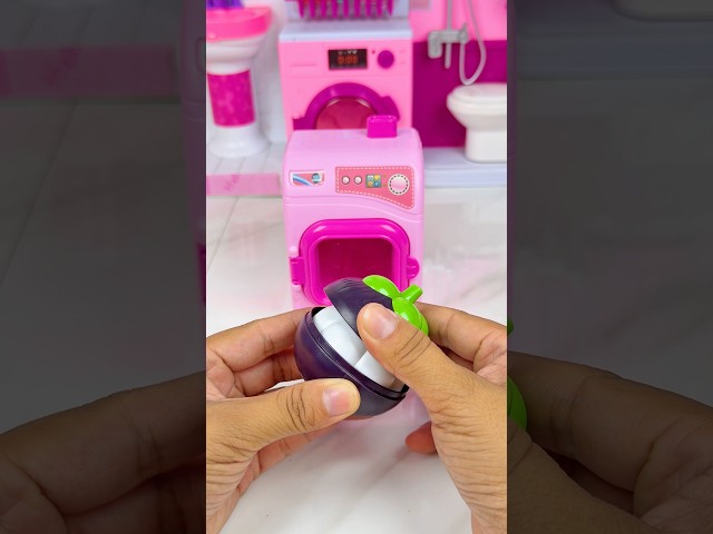 Satisfying With Unboxing Miniature Washing Machine Eating Fruit Set Toys, ASMR Videos