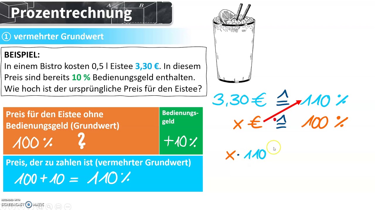 Vermehrter Und Verminderter Grundwert Aufgaben Und Lösungen Prozentrechnung - vermehrter und verminderter Grundwert - YouTube