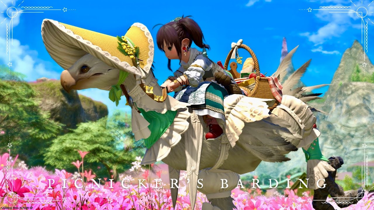 A stunningly cute and elegant chocobo barding for strolling