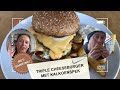 Triple cheeseburger met kalkoenspek en verse friet planet kook 82  planet michell