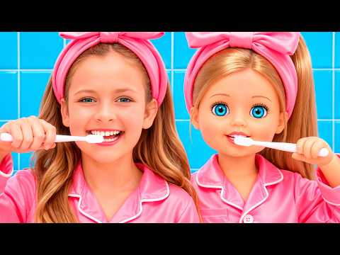 Maya's teeth brushing routine with her favorite doll