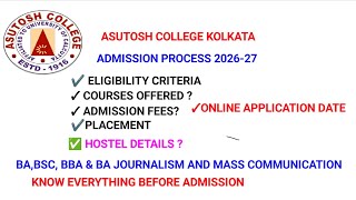 Asutosh College Admission 2026 : Form fillup 2026 | Eligibility criteria, fees | WBCAP |How to Apply