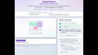 Unique Paths II | Grid DP Visualized Step-by-Step (LeetCode 63)