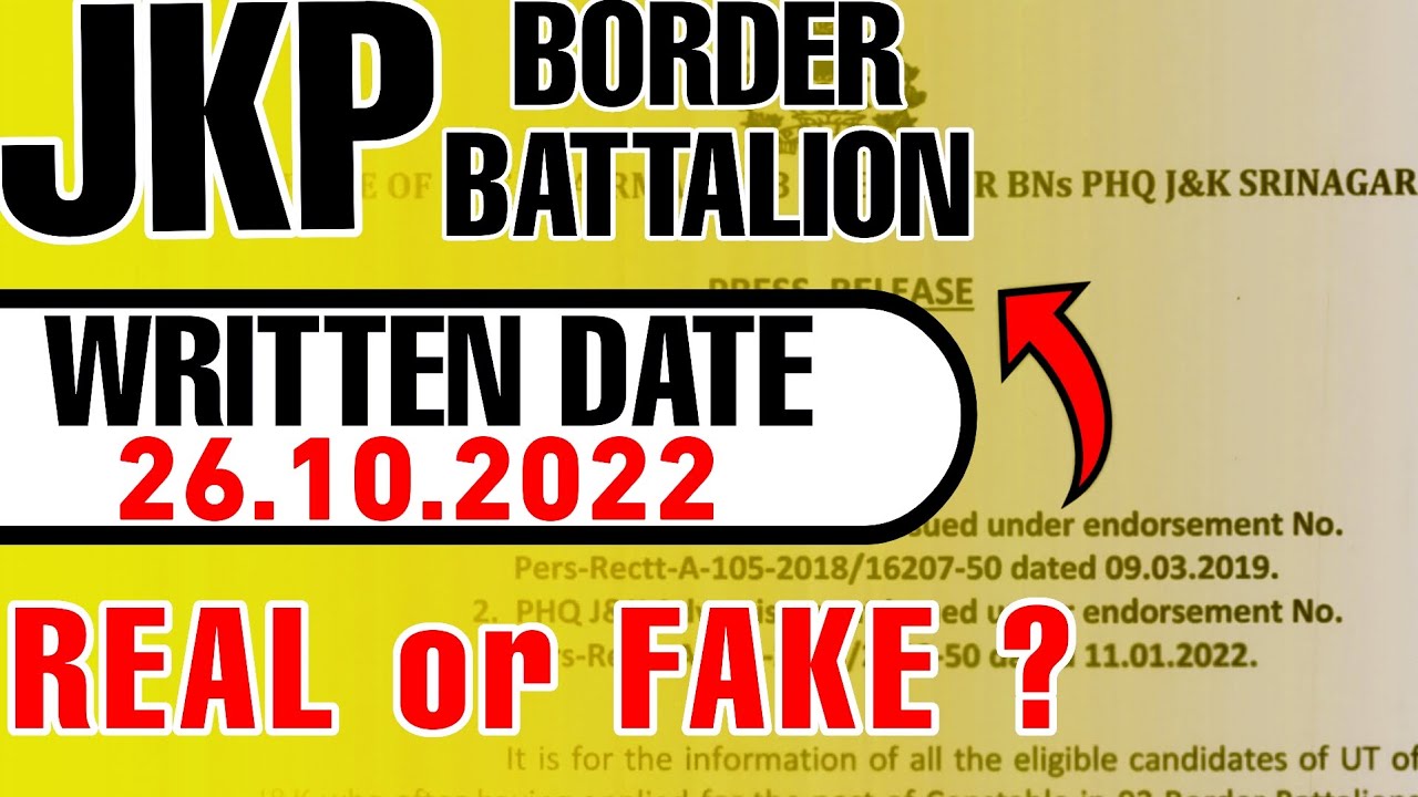 JKP Border Battalion Written Exam Date 2022 Out | Jkp border battalion Admit Card