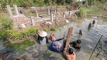 Ngày Xóc Nọc Trụ Bê Tông Dưới Mương, Công Đoạn Cực Nhất Của Làm Nền