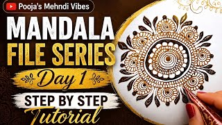 Day 1 Mandala design step by step tutorial ✅#mehndi#mandala#tutorial#ytviral #poojamehndivibes#heena