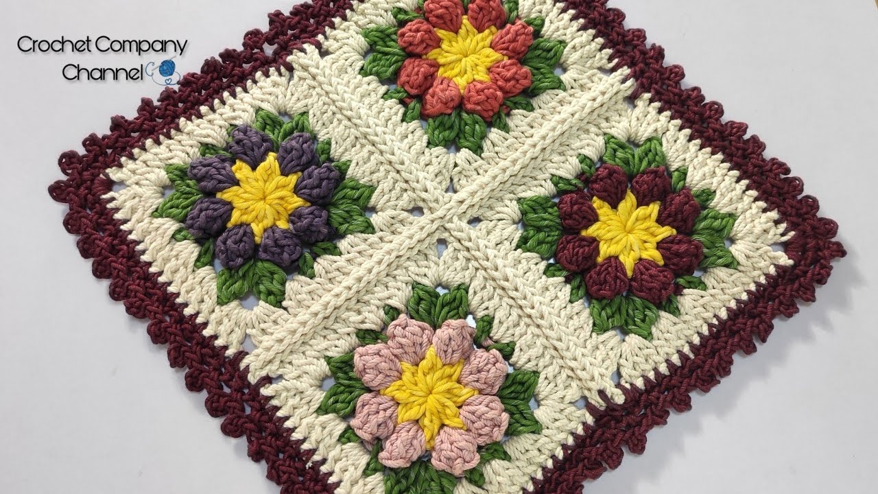 كروشيه مفرش وحدات مع طريقه التشبيك بالتفصيل _ crochet tablecloth_скатерть крючком