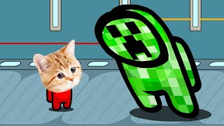 Among us Mini Crewmate Creeper vs Cat by Dinamitic 4,659,251 views 2 years ago 34 seconds