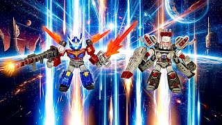 Transformers BATTLESTARS! Defender 08 STAR Optimus Prime VS SUPER Megatron Blokees Chefatron Review