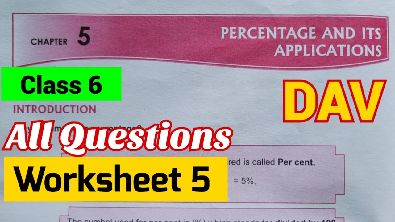 DAV Class 6 Maths Chapter 5 Worksheet 5 YouTube Dav class 6 maths chapter 5 worksheet 5 youtube