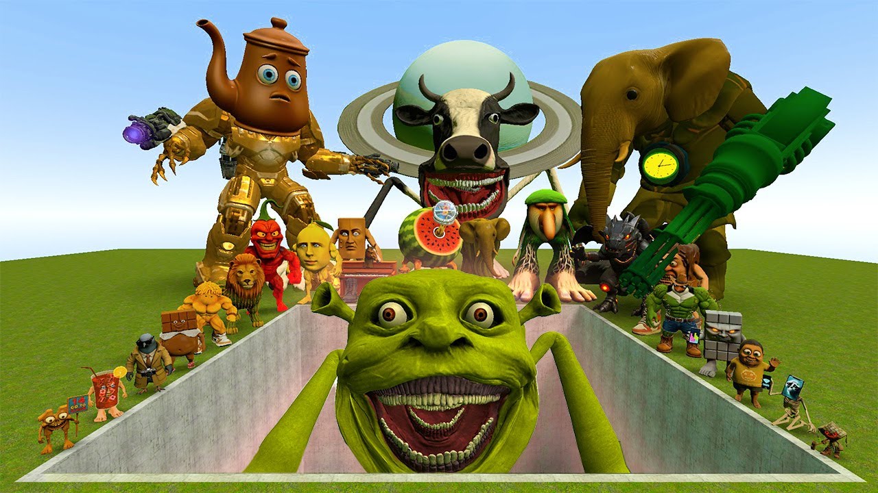 ALL NEW ITALIAN AI BRAINROT MEMES VS THE GIANT PIT WITH SHREK TAPES! - Garry's Mod