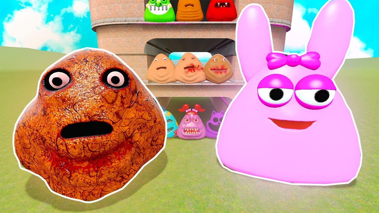 🏗️SPARTAN KICKING POU BOU FROM BOU'S REVENGE and POU CREEPY in MULTI STORY TOWER In Garry's Mod