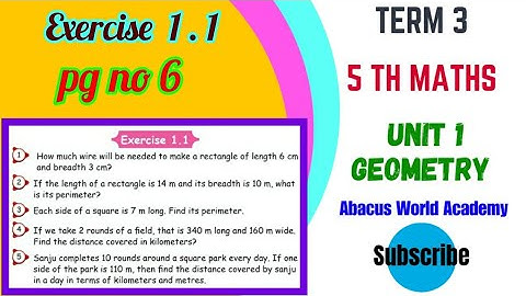5th standard maths/Term 3 unit 1 Geometry/Exercise 1.1 pg no 6/New samacheer Syllabus