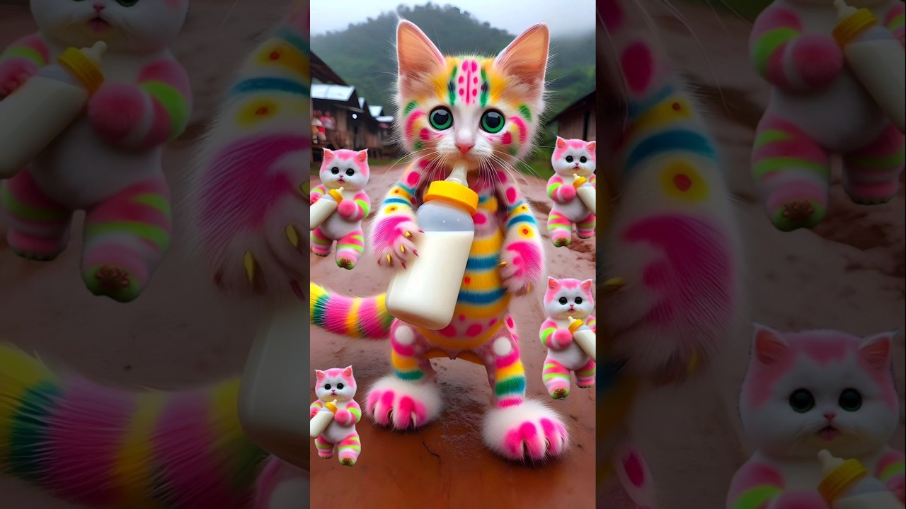 🥰 Dudi dudi dum dum Baby Beautiful Cute Cat😍Walking Drinking milk kitten 512#cat#dudidudidam #shorts