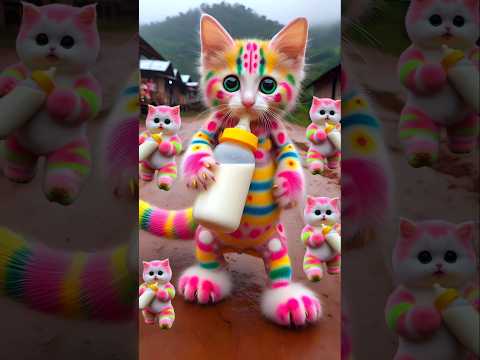 🥰 Dudi dudi dum dum Baby Beautiful Cute Cat😍Walking Drinking milk kitten 512#cat#dudidudidam #shorts