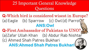 General Knowledge Important Questions with answers| General Knowledge MCQs for FPSC PPSC NTS ISSB