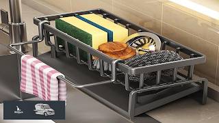Sponge Holder Caddy for Kitchen Sink Stainless Steel Soap Organizer