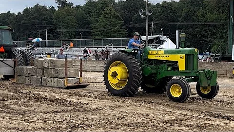 14,000 lb John Deere 730 diesel pulls over 20,000 lbs stoneboat pull