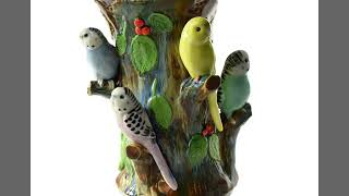 Budgerigar vase, hand sculpted ceramic Australia Pottery