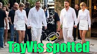 Taylor Swift looked GORGEOUS & Travis Kelce appeared together during outing with friends in Kansas.