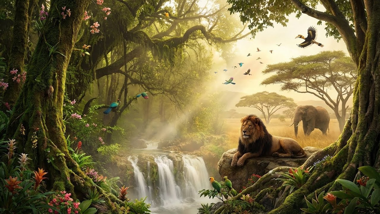 African Jungle Animals & Landscapes 🌿 Relaxing Nature Sounds  4K Cinematic Wildlife