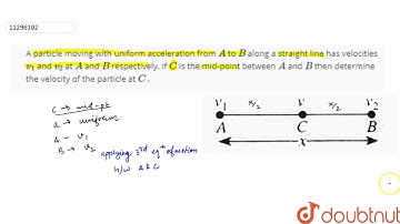 A particle moving with uniform acceleration from `A` to `B` along a straight line has velcities