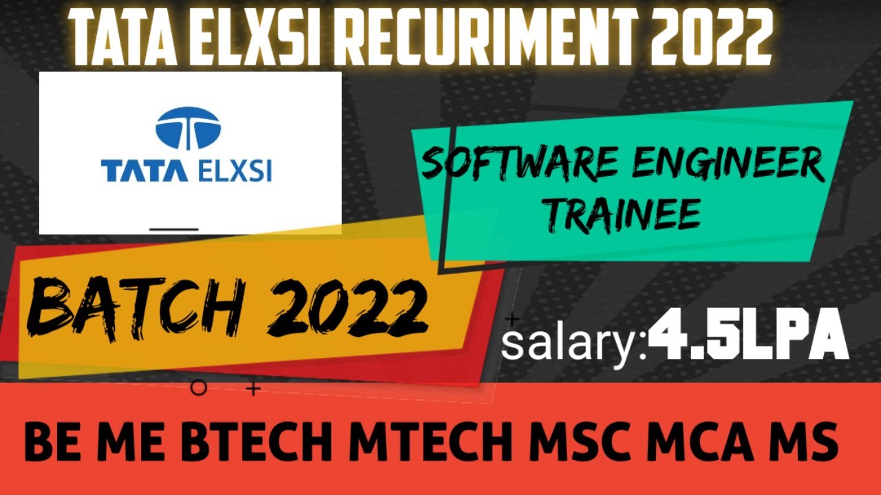 TATA ELXSI Recuriment 2022l Batch 2022l Software Engineer Trainee l ...