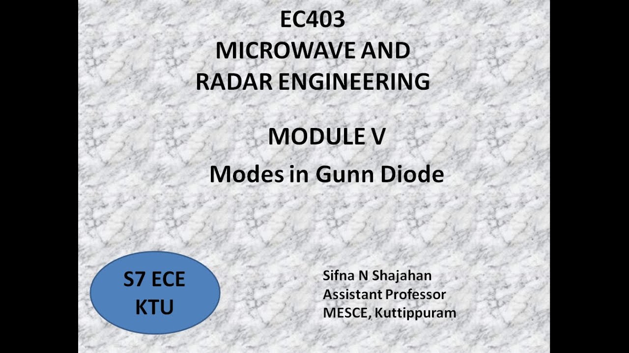 ECT 401EC403Modes in Gunn Diode YouTube