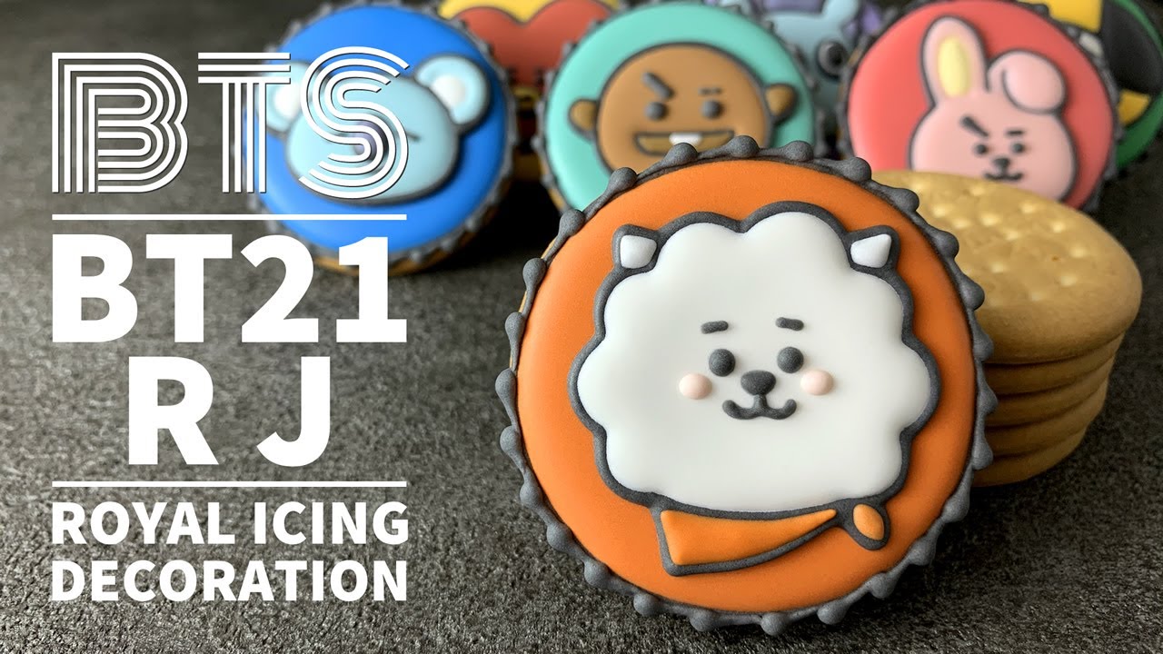 K Pop Bts Jin Bt21 Rj アイシングクッキーの作り方 5分 Youtube