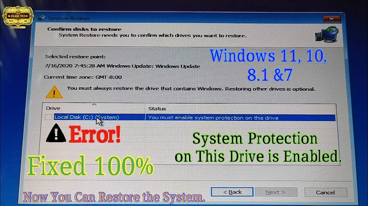 How to fix 'You must enable system protection on this drive' while using System Restore On Win 1 /10