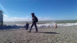 Пляж Чкаловский волны Адлер 05.10.2018