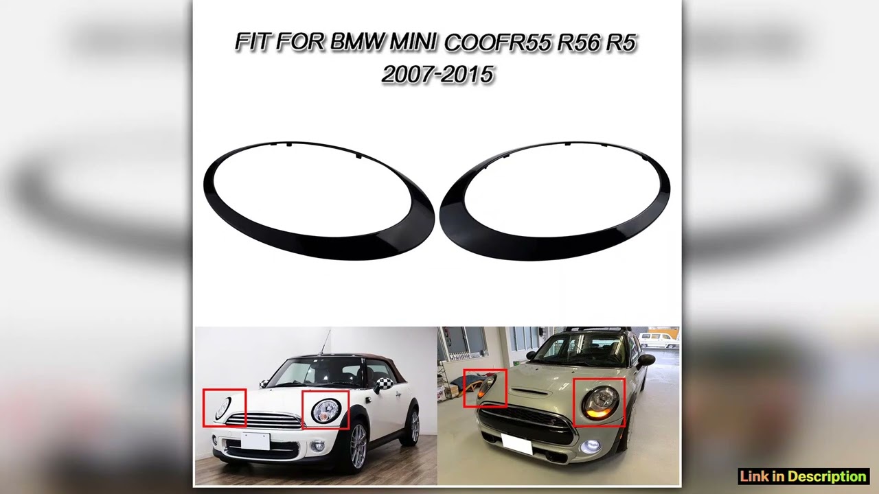 2X Gloss Black Headlight Trim Rings Bezel Cover For 20072015 Mini Cooper R55 R56 R57 Ultra Compact