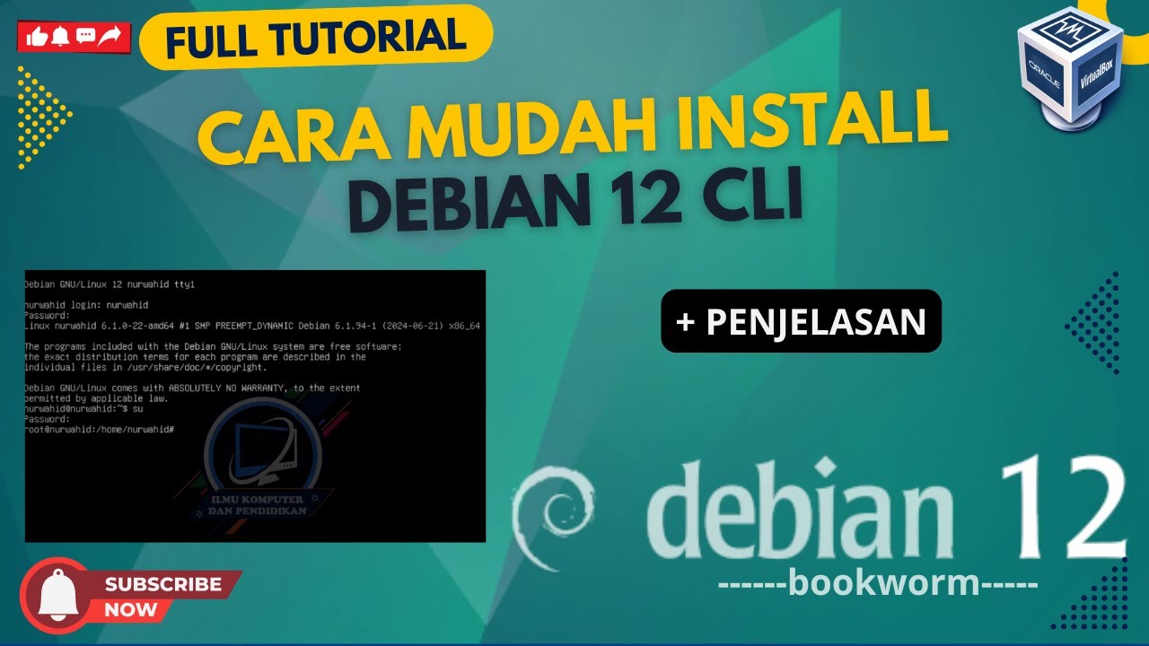 Cara Menginstal Debian 12 Bookworm CLI di Virtualbox - YouTube