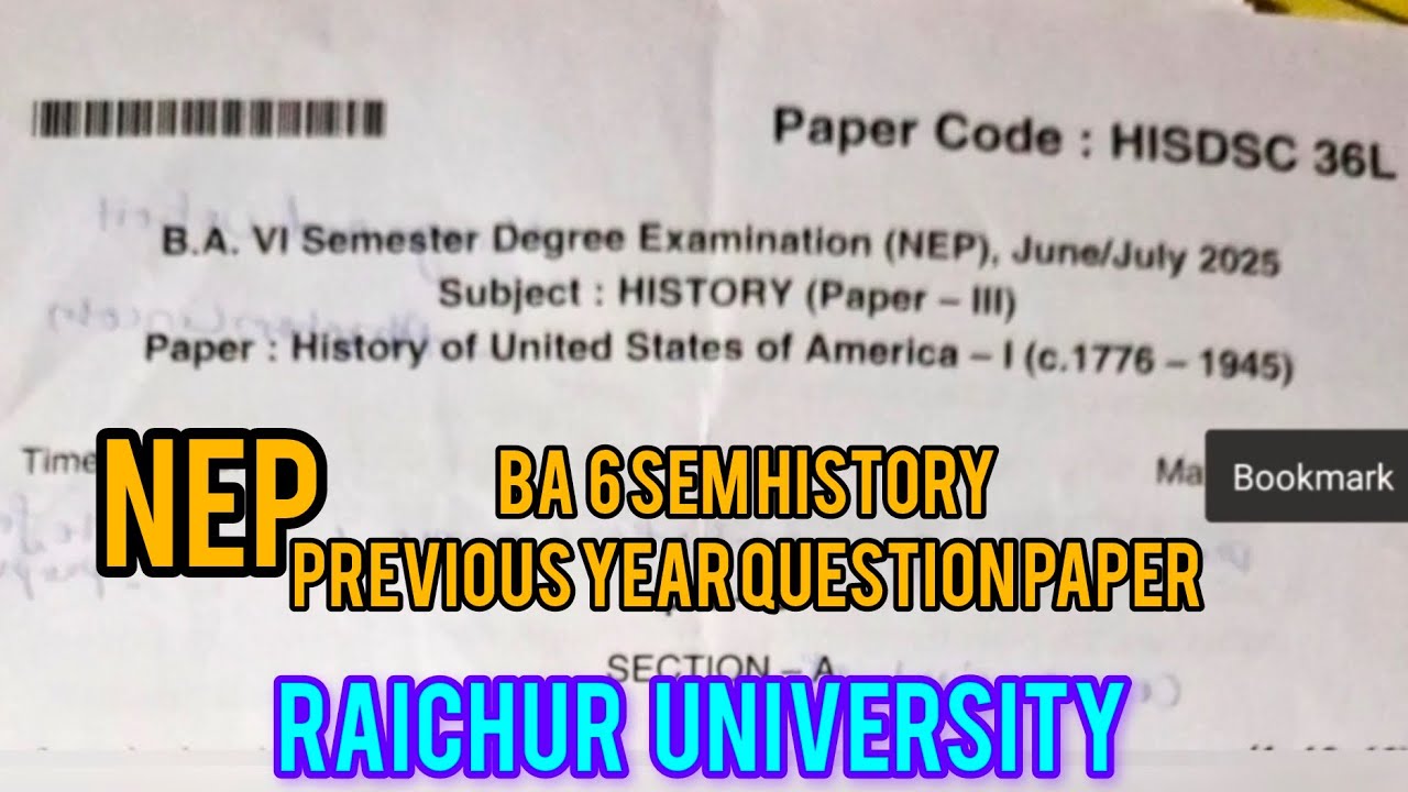 BA 6 SEM HISTORY PAPER 3 NEP PREVIOUS YEAR QUESTION PAPER 