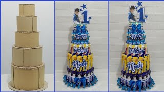 DIY 5 LAYER SNACKS TOWER | DIY CANDY TOWER | CANDY CAKE TOWER