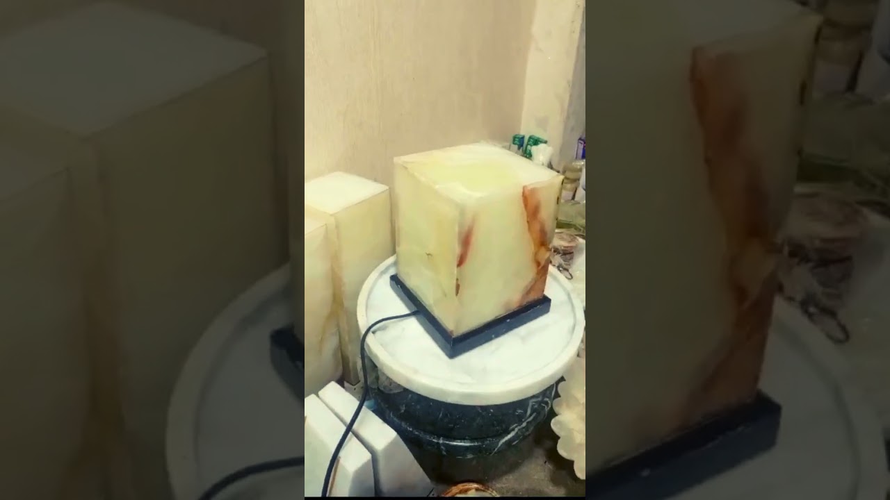 Handcrafted Square Onyx Stone Table Lamp – Elegant Ambient Glow, Handmade Lamp, Onyx Lamp, Home Deco