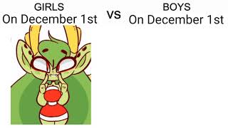 Girls On December 1st vs Boys On December 1st