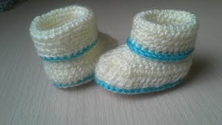 كروشيه هاف بوت بيبي - - crochet baby booties