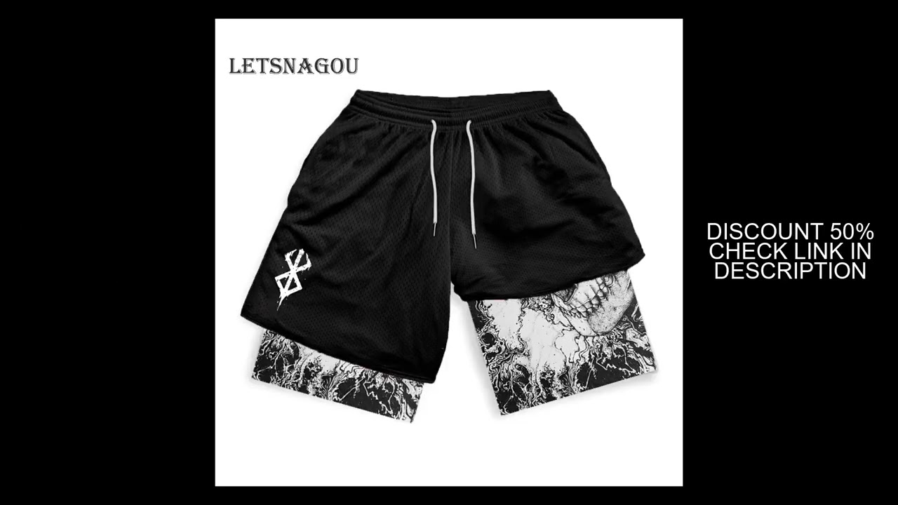 Men's Compression Shorts Anime Print Double Layer 2-in-1 Performance Shorts Breathable Quick-Drying