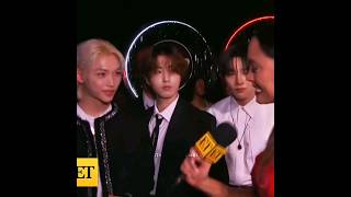 Stray Kids teaches Rachel Smith their dance moves at the VMAs.