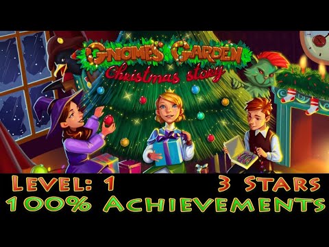 Gnomes Garden: Christmas Story, Level 1 Earning 3 Stars, 100% Achievements, 1080p/60FPS