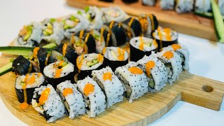 سوشي في المنزل على طريقة المطاعم لذيذة  how to make sushi وسهلة وباقل التكاليف|sushi