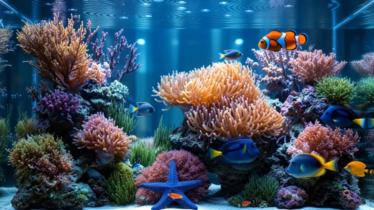 Tropical Reef Aquarium Loop (1+ Hour) | Clownfish & Anemone, Calm Underwater Ambience