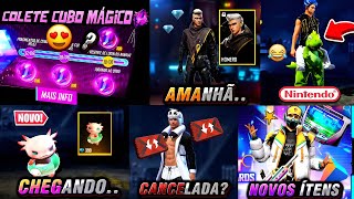 AMANHÃ!! NOVO PERSONAGEM HOMERO, SKINS DOS ESTILHAÇOS, COLETE CUBO MÁGICO E NOVOS ÍTENS - FREE FIRE