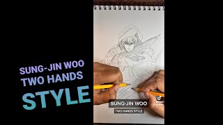 DRAWING SUNG-JIN WOO | TWO HANDS STYLE #shorts #ambidextrous