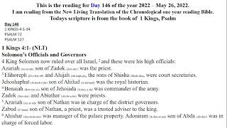 DAILY BIBLE READING - NLT Chronological one year reading - Day 146 May 26-2022