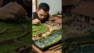 Diorama miniatur perdesaan