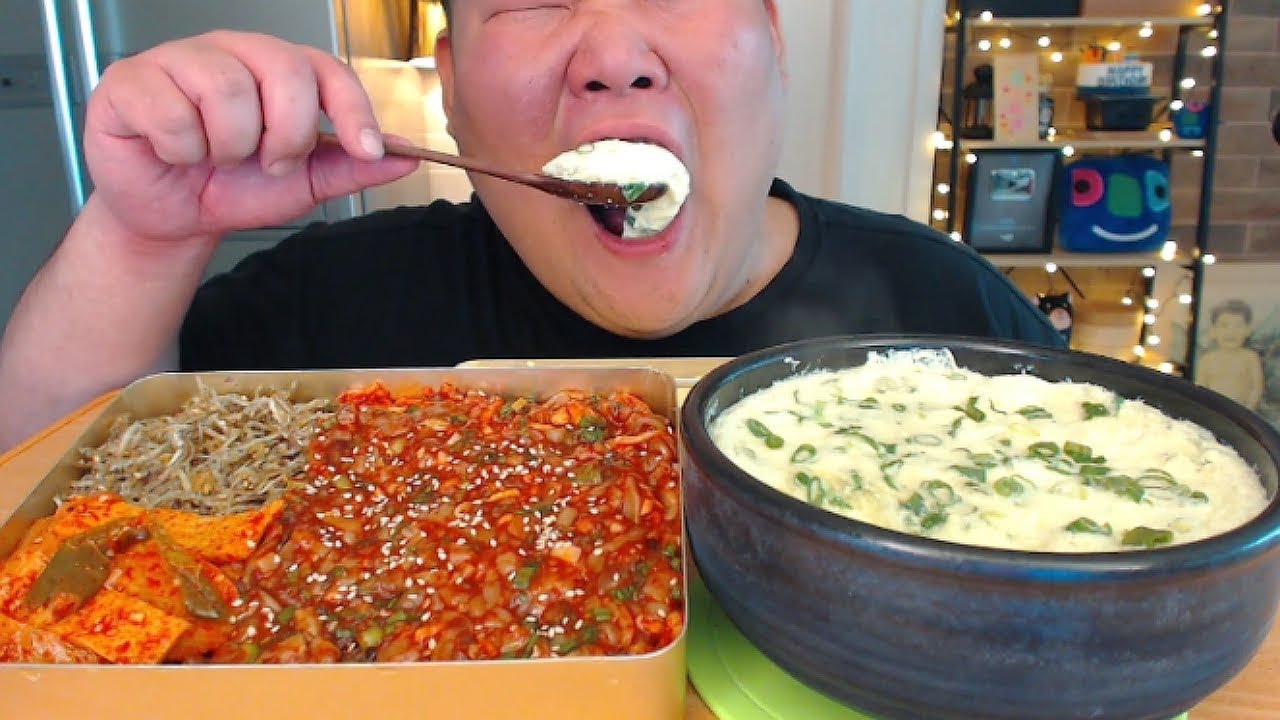 '젓밥' 도시락 에 '용암 계란찜' 쿡 먹방 입니다. Salted squid lunch box, steamed egg Mukbang.