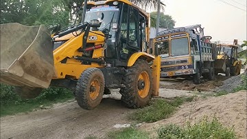 Heavy weight Lorry stuck in mud place and  Rescue two JCB 3dx machine